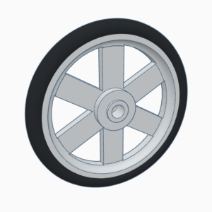 Peça 3D openDecabot uma roda em PLA fosco com pneu borracha